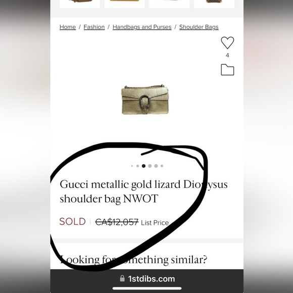 Gucci Dionysus bag - Metallic gold Lizard - Picture 6 of 7